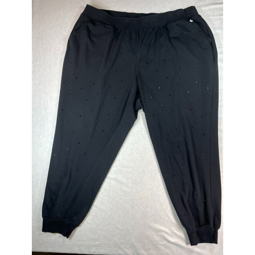 LIVI Lane Bryant Womens 22/24 Black Rhinestone Embellished Jogger Pants